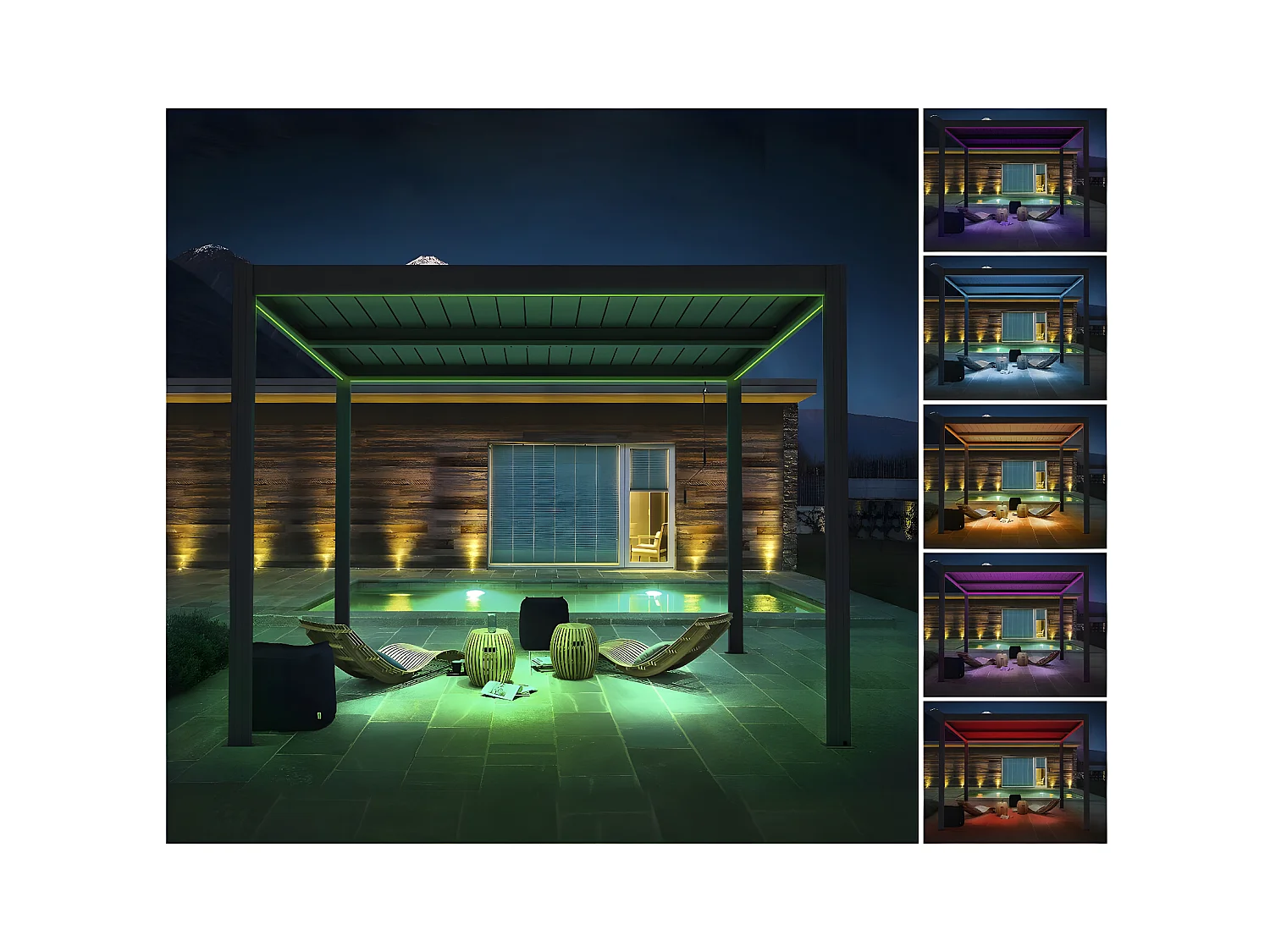 Pérgola bioclimática "Windsor" 3 x 3 con led de aluminio - Gris