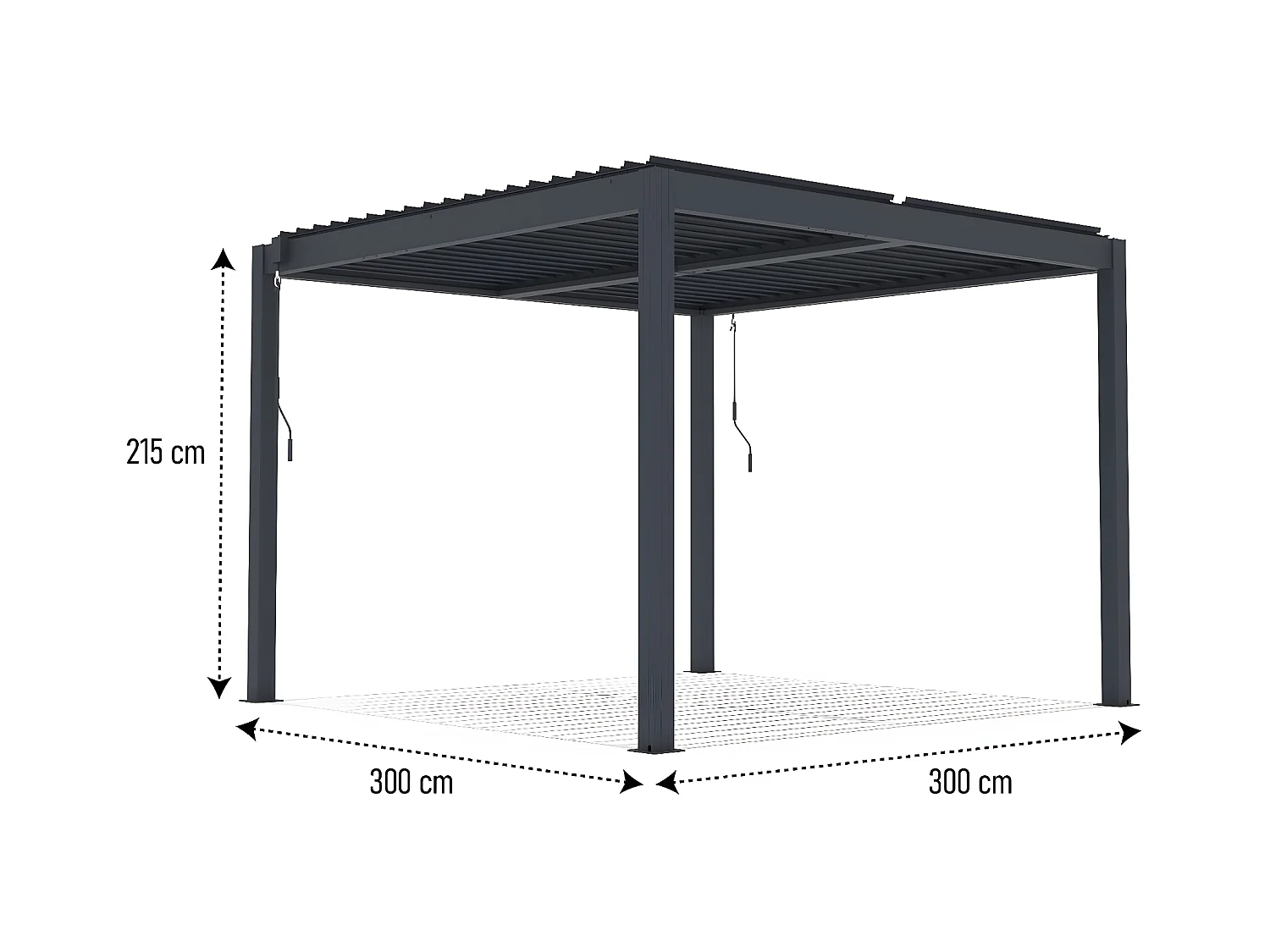 Pérgola bioclimática "Windsor" 3 x 3 con led de aluminio - Gris