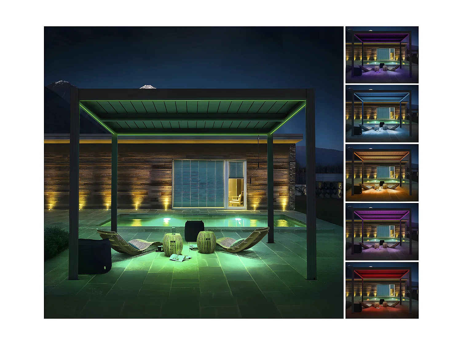 Pergola bioclimatique avec led en aluminium "Windsor premium" 3 x 3 - Gris