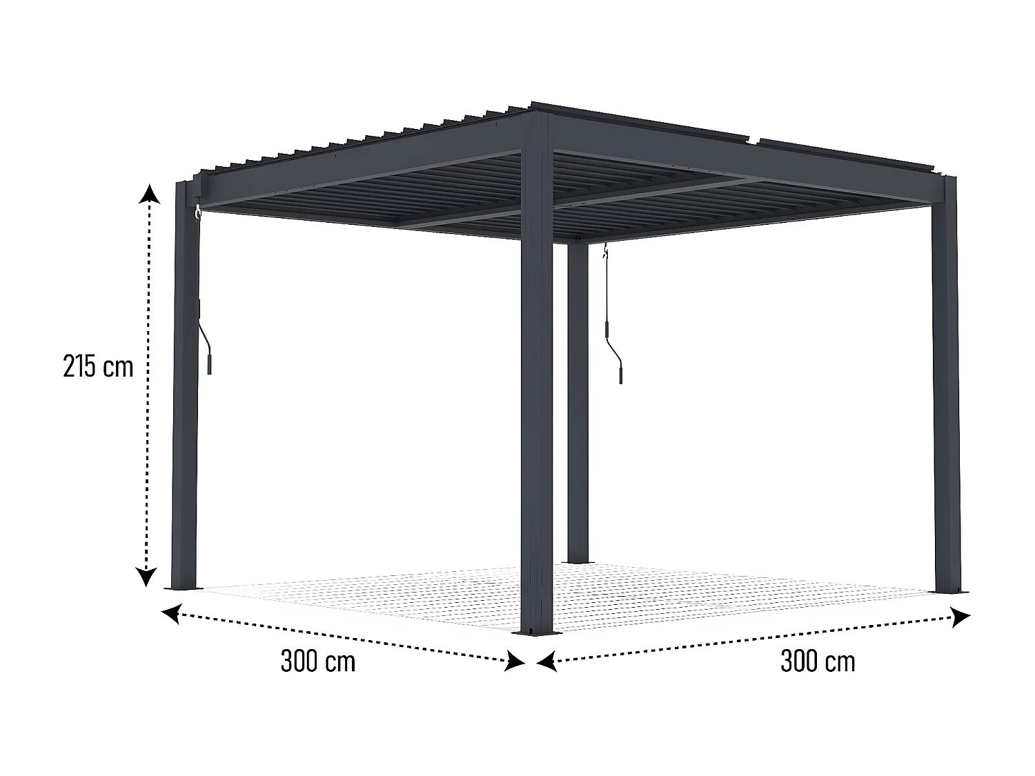 Pergola bioclimatique avec led en aluminium "Windsor premium" 3 x 3 - Gris