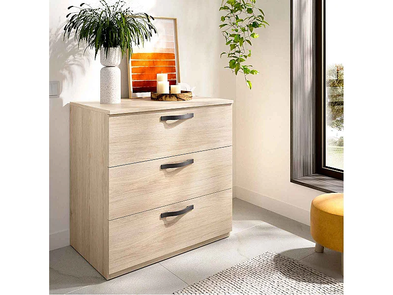 Cómoda Vasa 3 cajones natural 72,3x70,2x44,7cm
