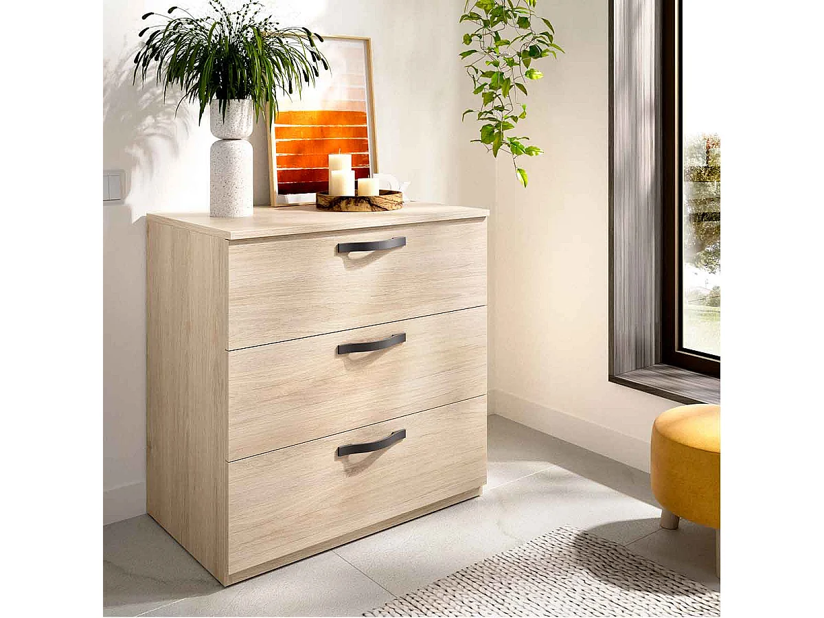 Cómoda Vasa 3 cajones natural 72,3x70,2x44,7cm