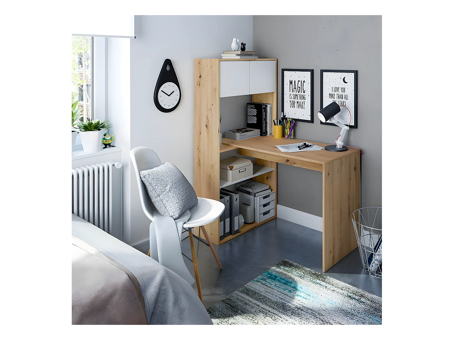 Escritorio multiposición con biblioteca - L108 cm