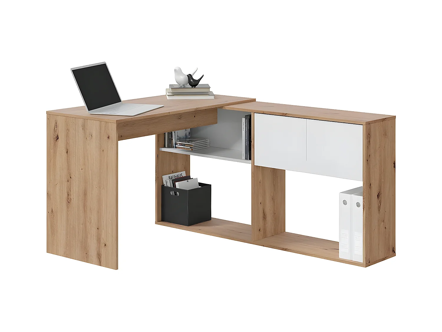 Escritorio multiposición con biblioteca - L108 cm