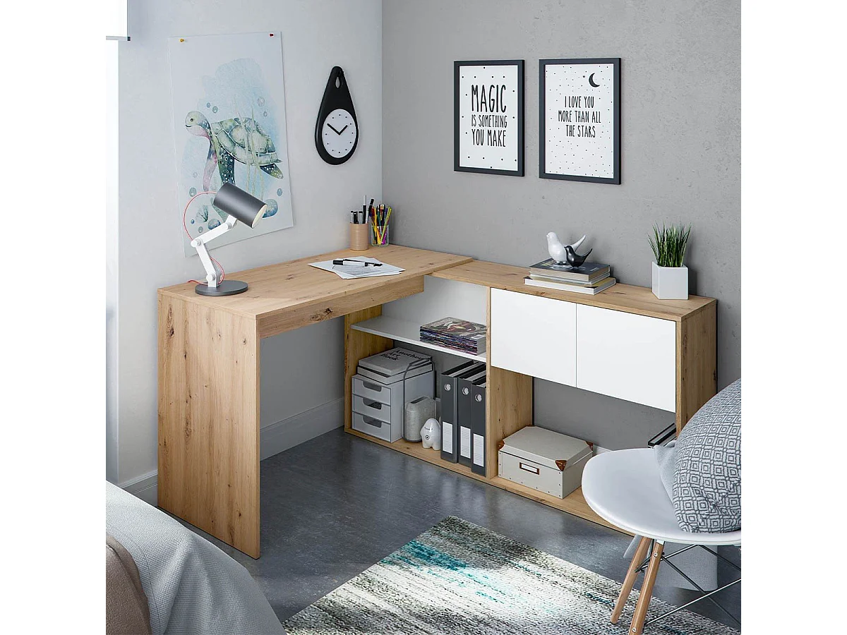 Scrivania multiposizione con libreria - L108 cm