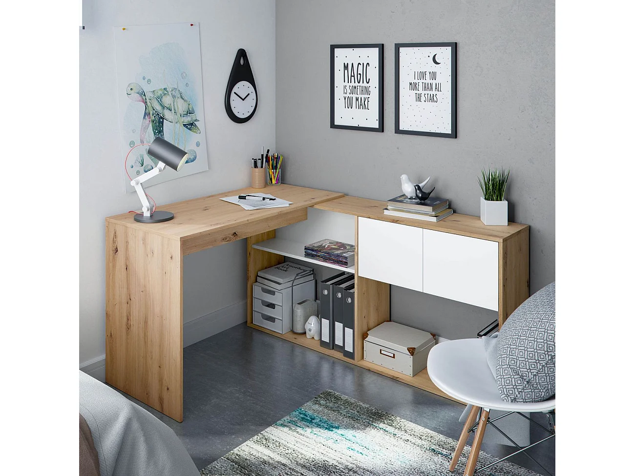 Scrivania multiposizione con libreria - L108 cm
