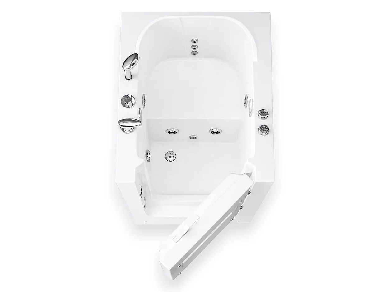 Walk-In Whirlpool Bathtub for Seniors 93 x 83 x H100 cm – Lavender