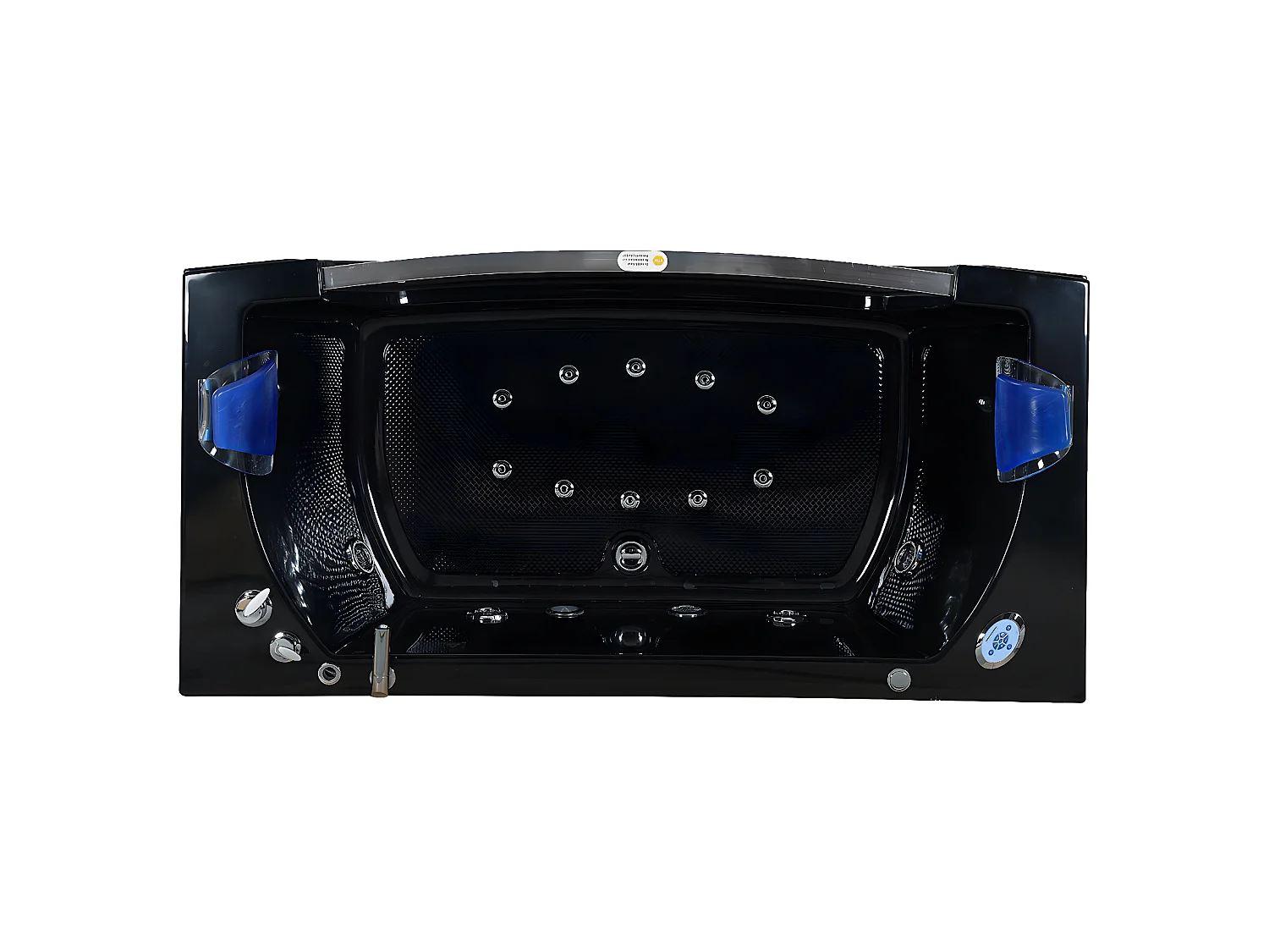 Whirlpoolbadewanne 180 x 90 cm Schwarz mit Frontglas 14 Düsen - Cherry