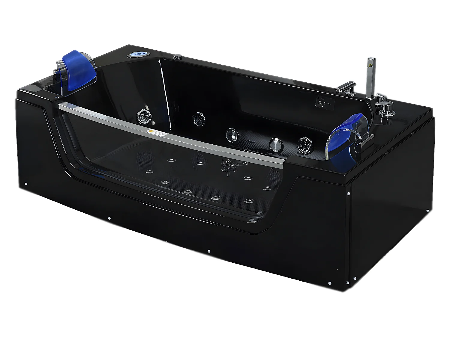 Baignoire hydromassage noir Chromothérapie 180 X 90 cm 14 jets – Cherry