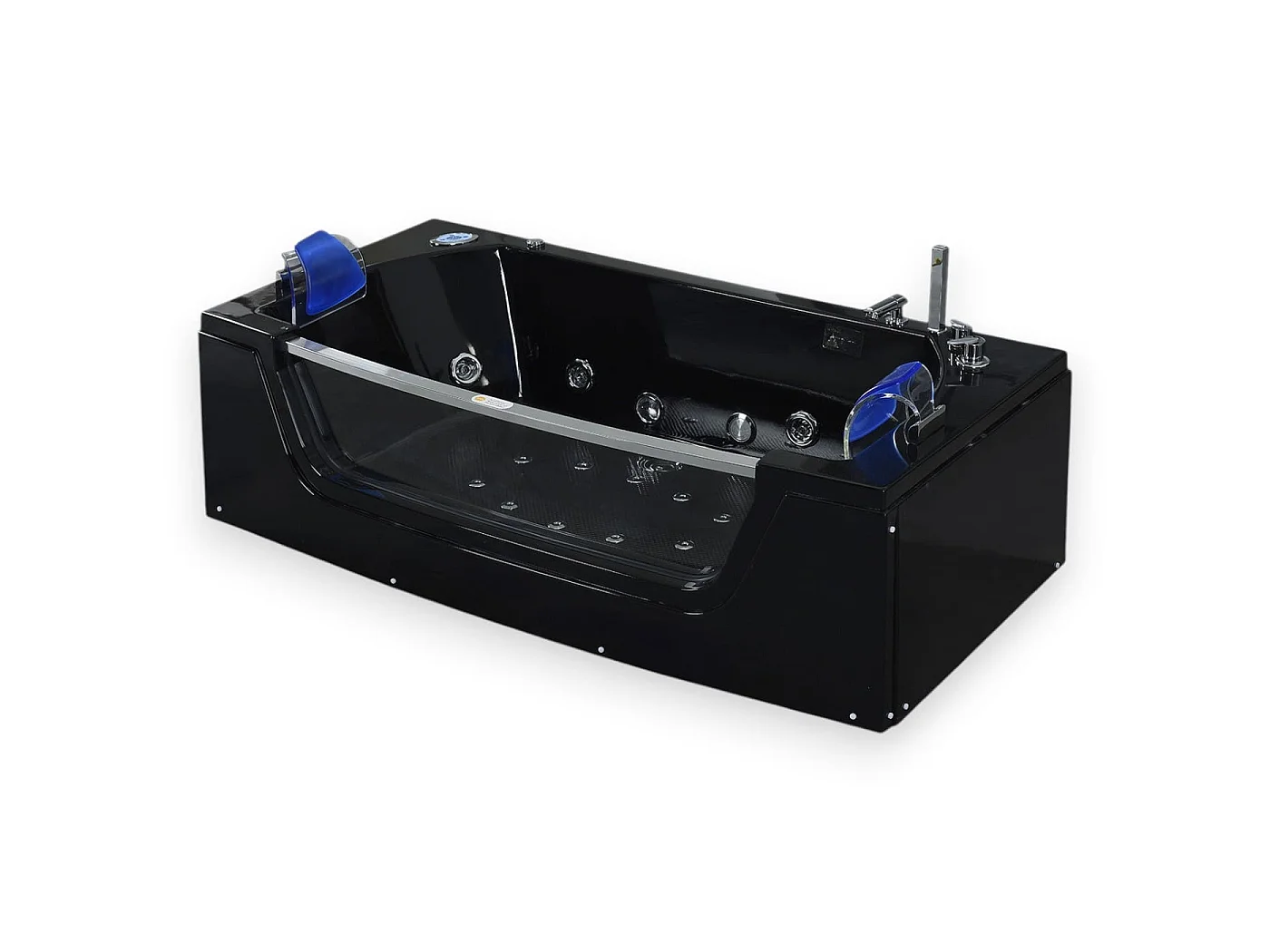 Baignoire hydromassage noir Chromothérapie 180 X 90 cm 14 jets – Cherry