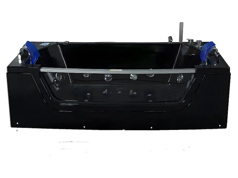 Vasca idromassaggio nera 180 X 90 cm vetro frontale 14 getti – Cherry