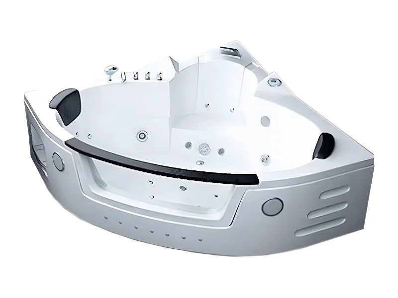 Whirlpoolbadewanne 150 x 150 cm weiß Doppelpumpe 20 Düsen - Wisteria