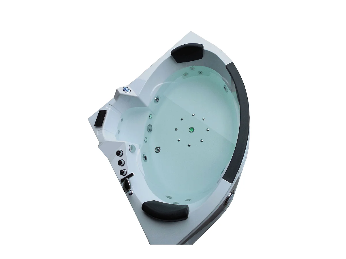 Whirlpoolbadewanne 150 x 150 cm weiß Doppelpumpe 20 Düsen - Wisteria