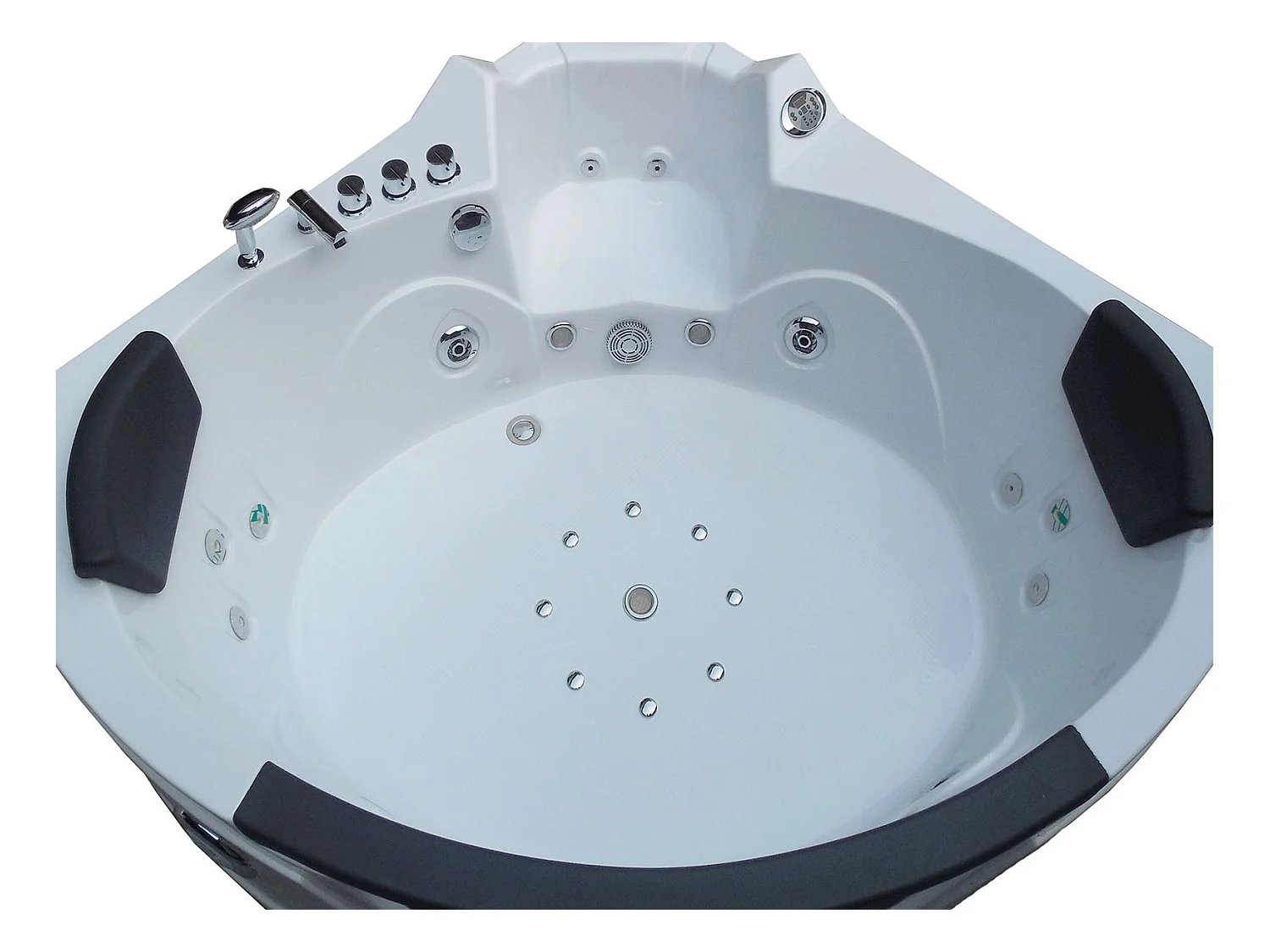 Whirlpoolbadewanne 150 x 150 cm weiß Doppelpumpe 20 Düsen - Wisteria