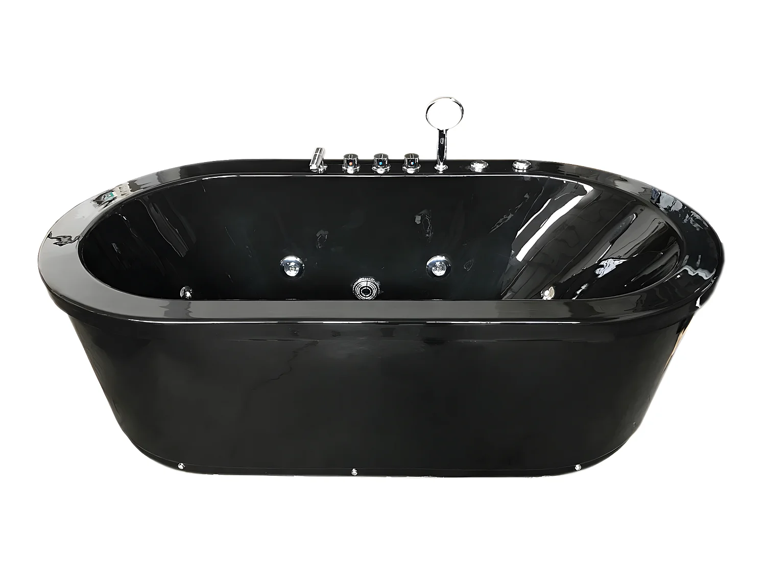 Vrijstaand ovaal zwart whirlpoolbad 185 x 95 cm 10 jets – Berry