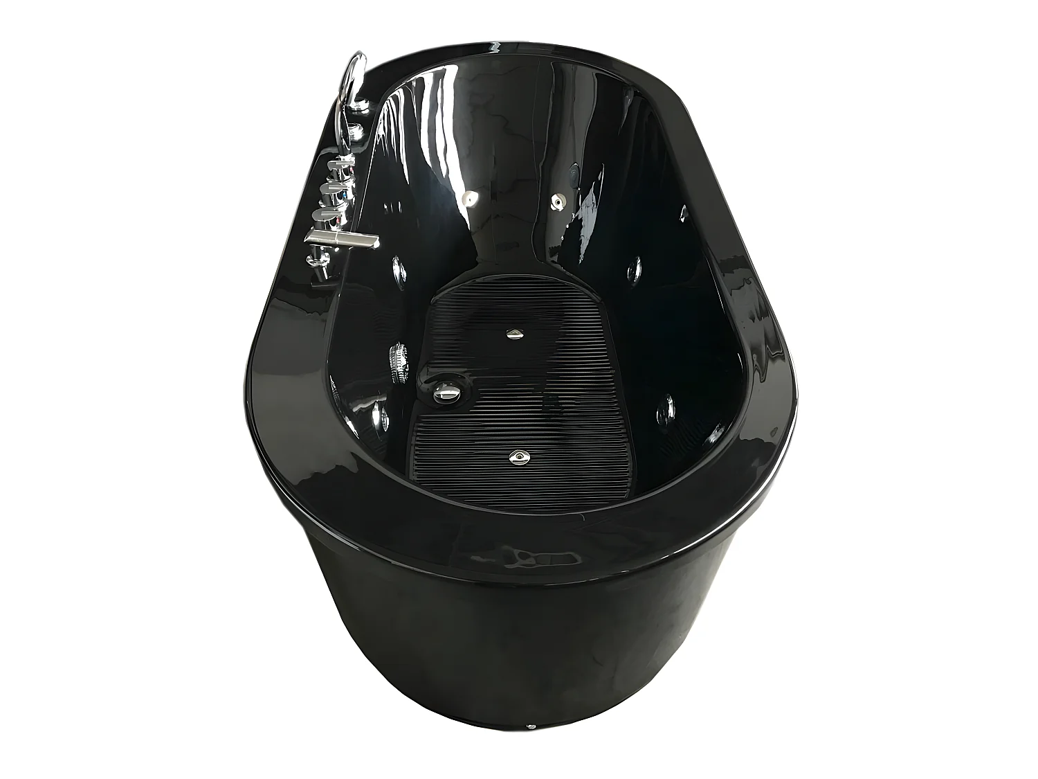 Vrijstaand ovaal zwart whirlpoolbad 185 x 95 cm 10 jets – Berry