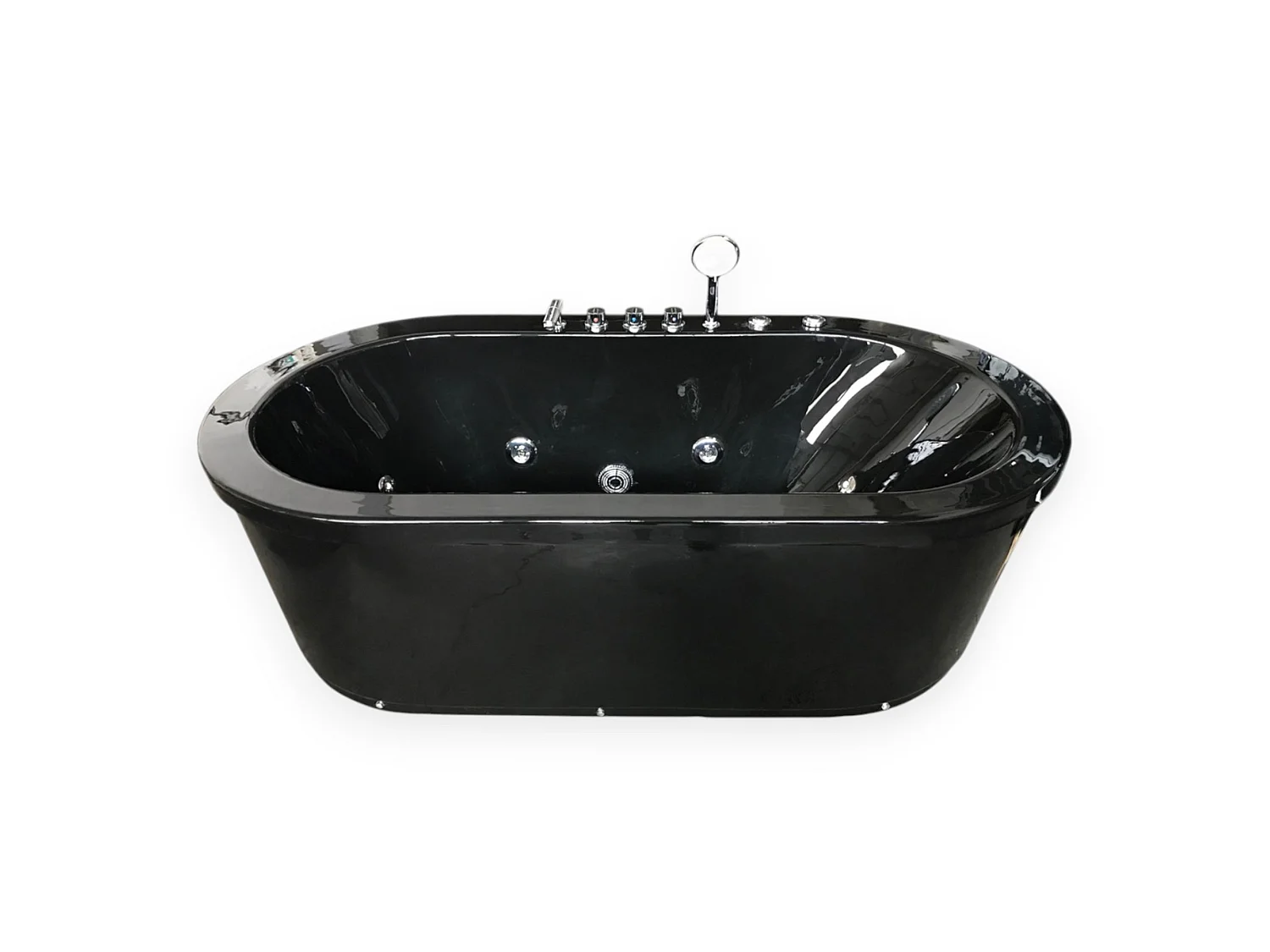 Vrijstaand ovaal zwart whirlpoolbad 185 x 95 cm 10 jets – Berry