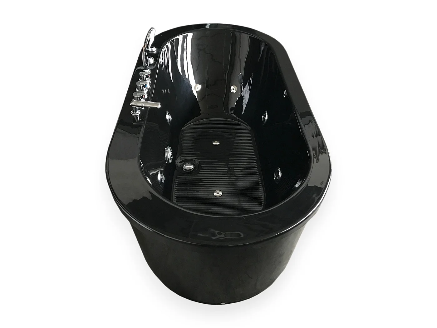 Vrijstaand ovaal zwart whirlpoolbad 185 x 95 cm 10 jets – Berry
