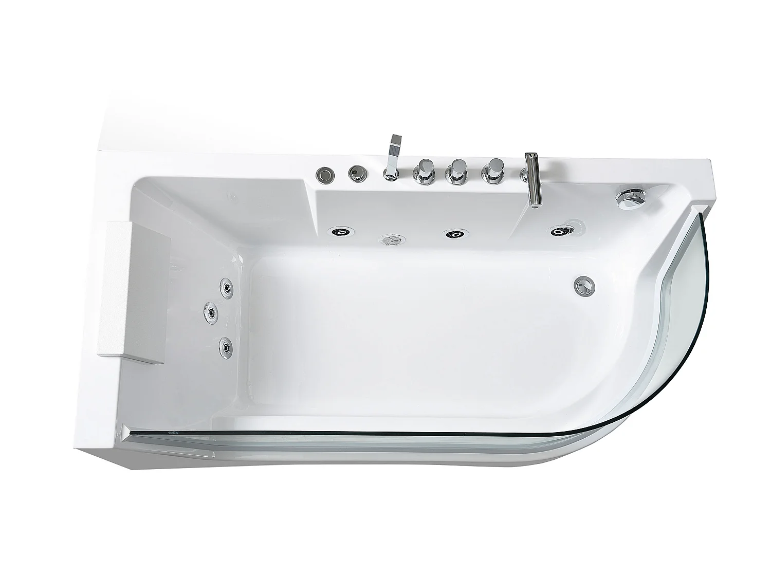 Whirlpoolbadewanne 170 x 80 cm weiß mit Frontglas 6 Düsen - Lotus