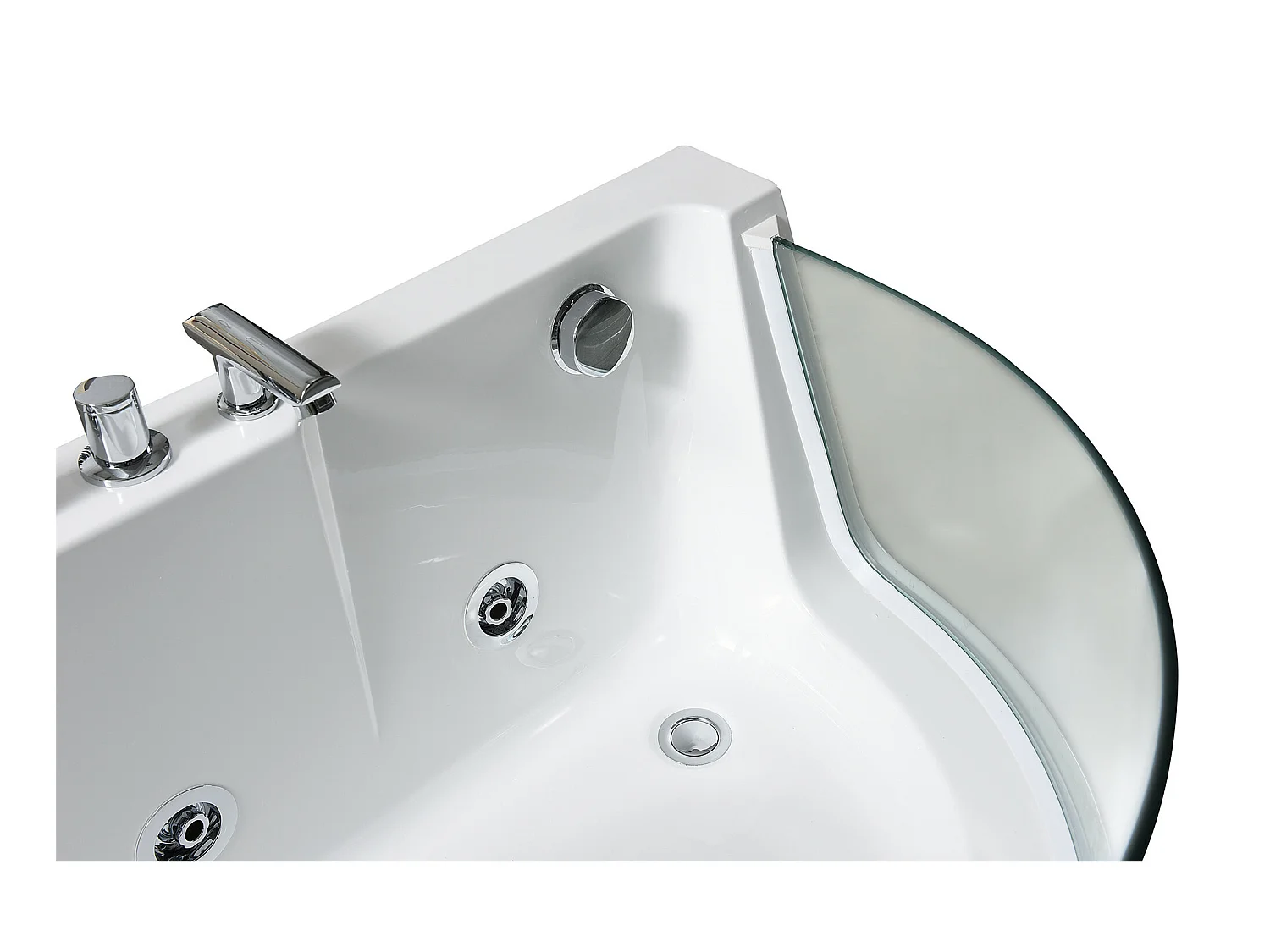 Whirlpoolbadewanne 170 x 80 cm weiß mit Frontglas 6 Düsen - Lotus