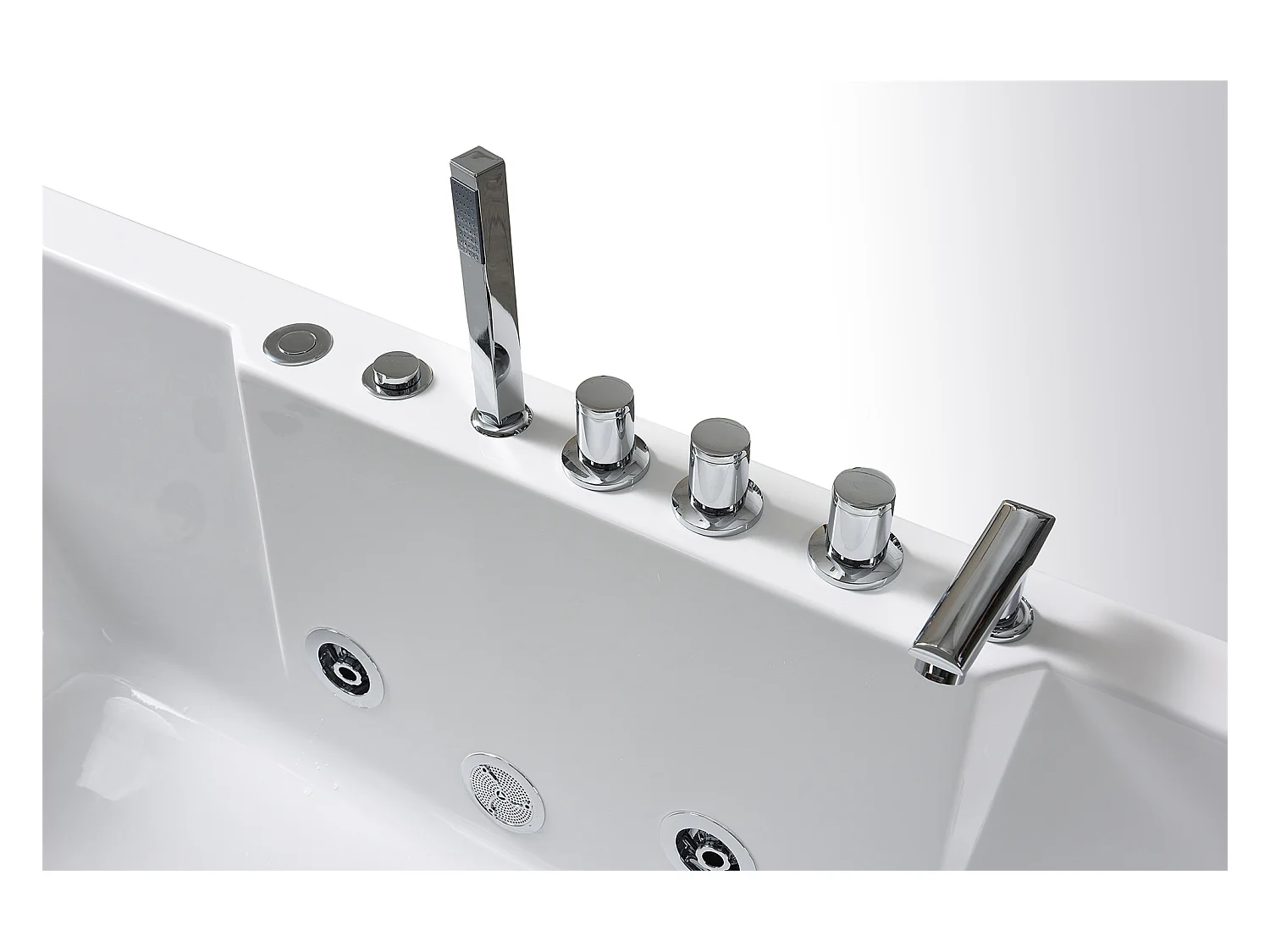 Whirlpoolbadewanne 170 x 80 cm weiß mit Frontglas 6 Düsen - Lotus