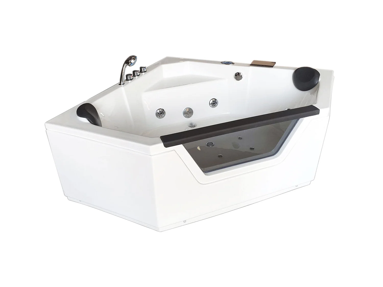 Whirlpoolbadewanne 150 x 150 cm weiß Doppelpumpe 12 Düsen - Hibiscus