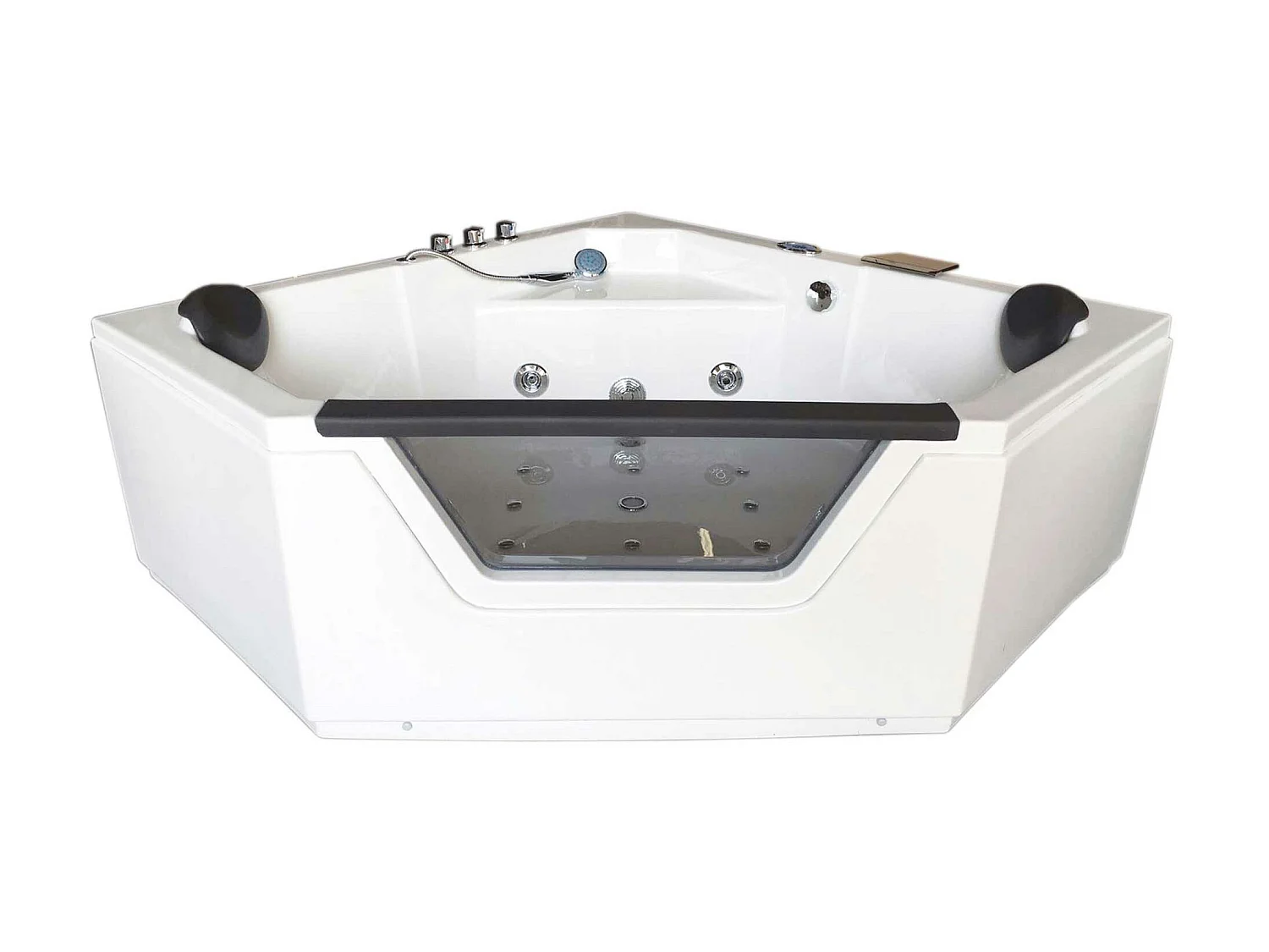 Whirlpoolbadewanne 150 x 150 cm weiß Doppelpumpe 12 Düsen - Hibiscus