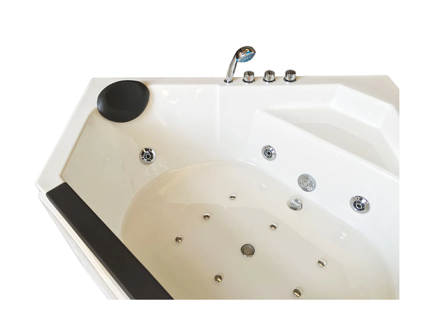 Whirlpoolbadewanne 150 x 150 cm weiß Doppelpumpe 12 Düsen - Hibiscus