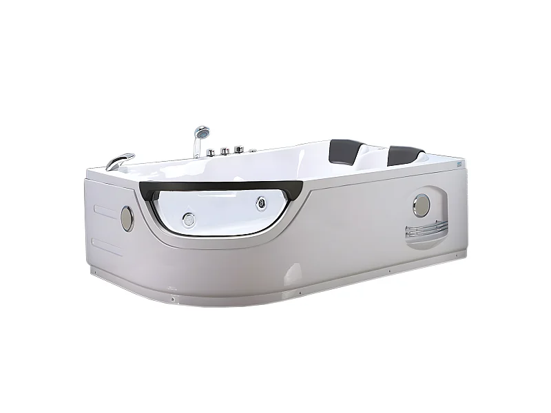 Whirlpoolbadewanne 180 x 120 cm weiß für 2 Personen 8 Düsen - Lily