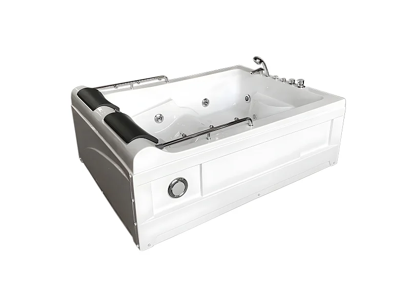 Whirlpoolbadewanne 175 x 132 cm weiß Doppelpumpe 14 Düsen - Fleur