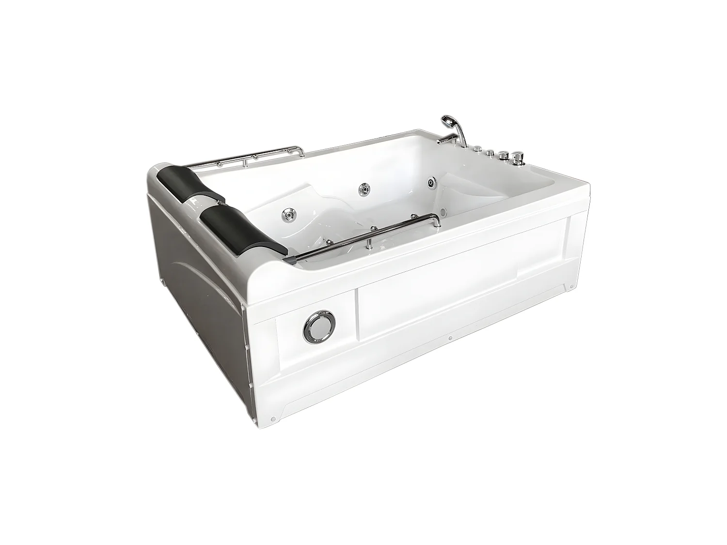 Whirlpoolbadewanne 175 x 132 cm weiß Doppelpumpe 14 Düsen - Fleur