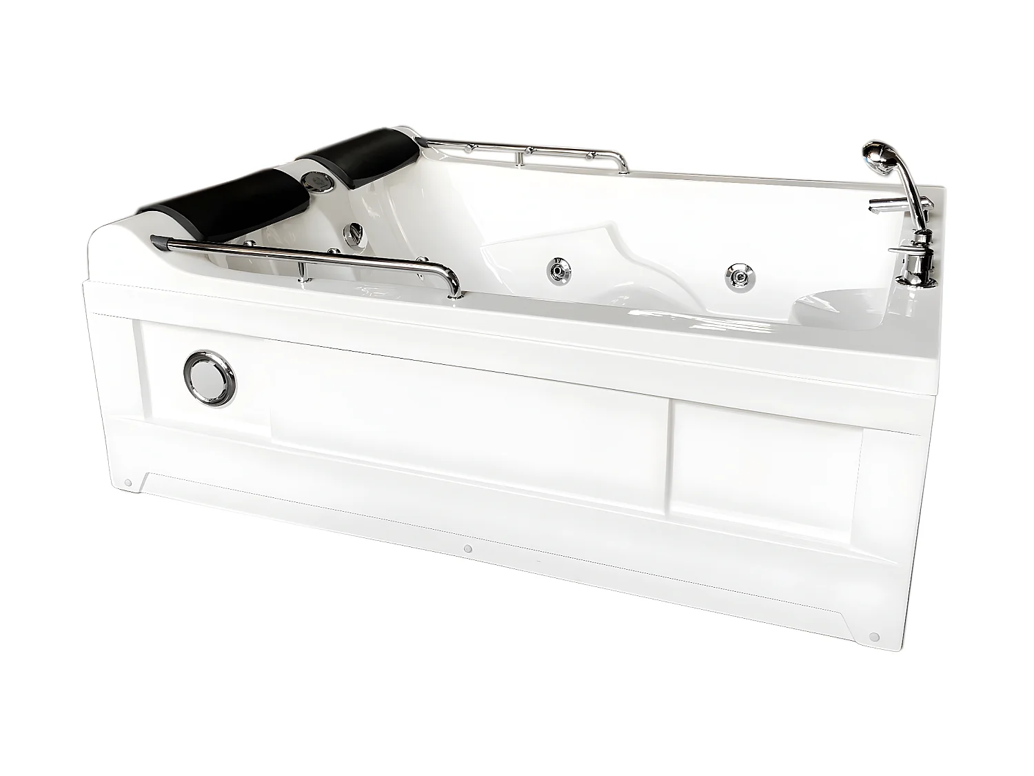 Whirlpoolbadewanne 175 x 132 cm weiß Doppelpumpe 14 Düsen - Fleur