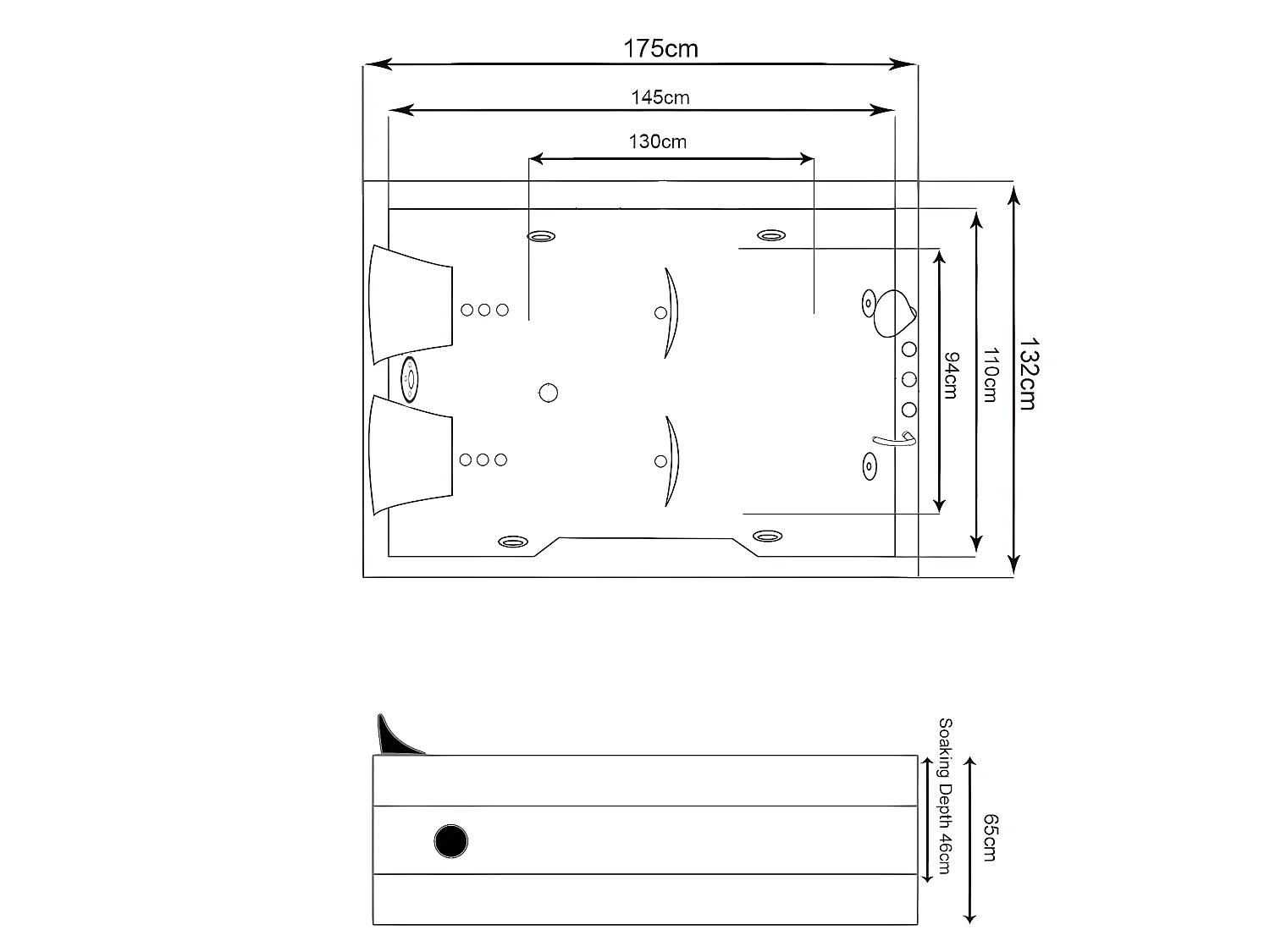 Baignoire Balnèo Blanc 175 X 132 cm Chromothérapie 14 jets – Fleur