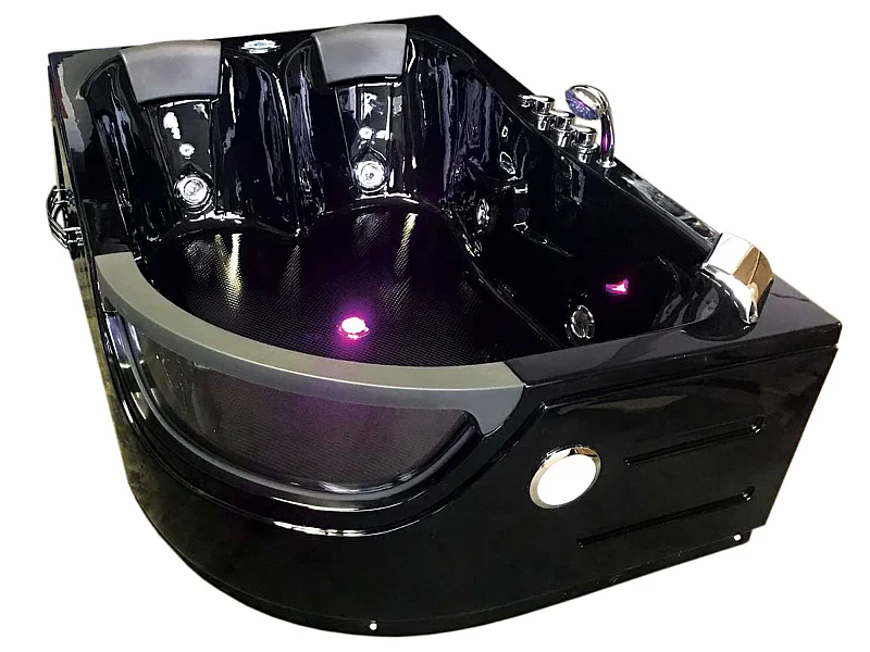 Whirlpoolbadewanne 180 x 120 cm Schwarz für 2 Personen 8 Düsen - Violet