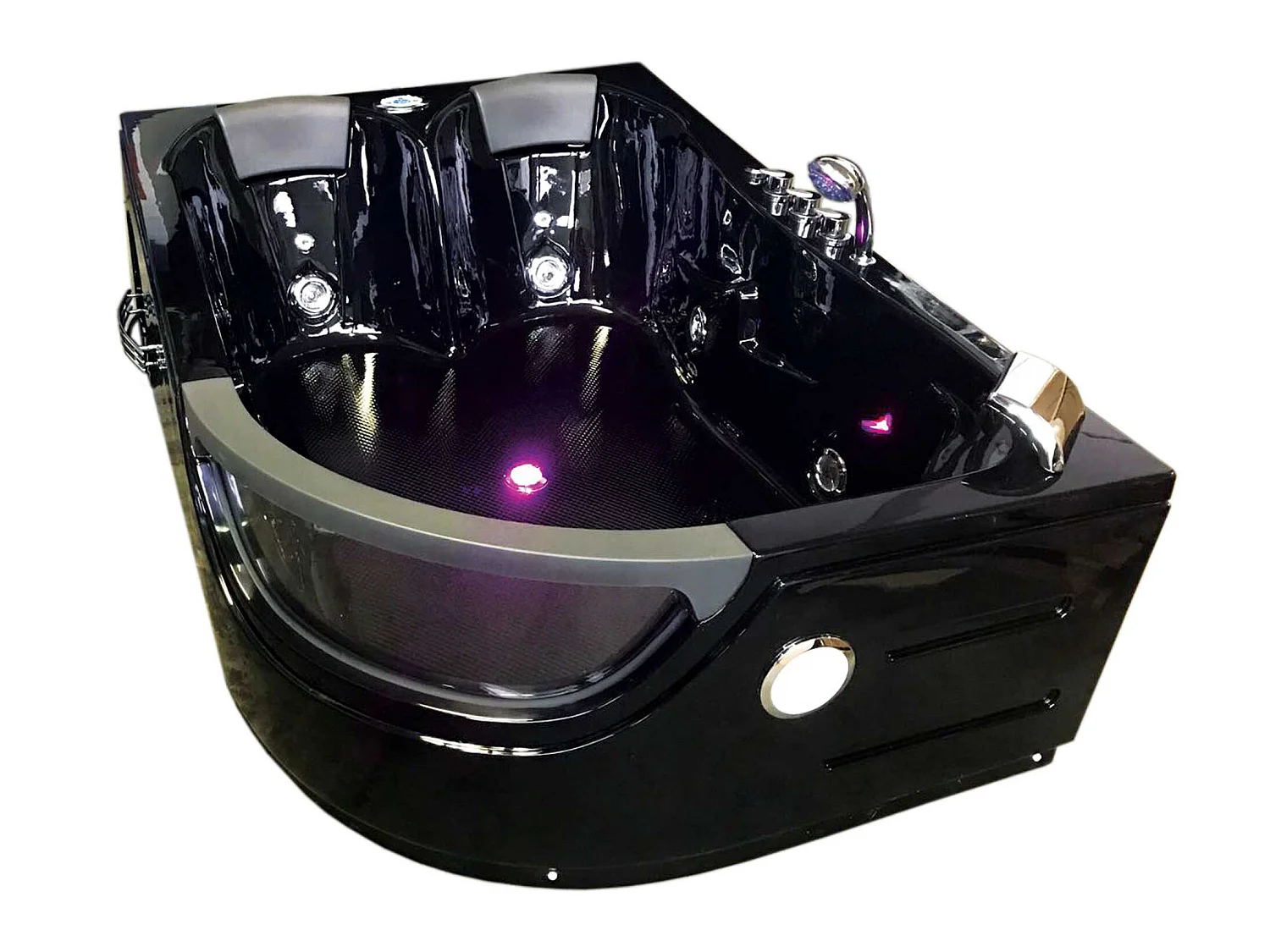 Whirlpoolbadewanne 180 x 120 cm Schwarz für 2 Personen 8 Düsen - Violet