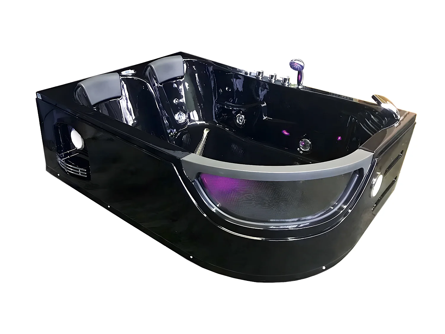 Whirlpoolbadewanne 180 x 120 cm Schwarz für 2 Personen 8 Düsen - Violet