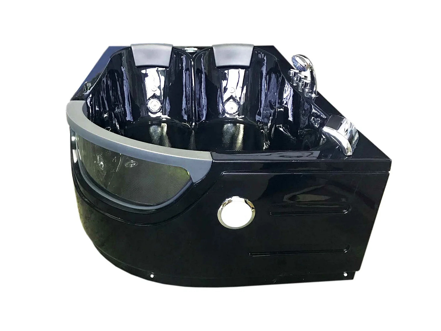 Whirlpoolbadewanne 180 x 120 cm Schwarz für 2 Personen 8 Düsen - Violet