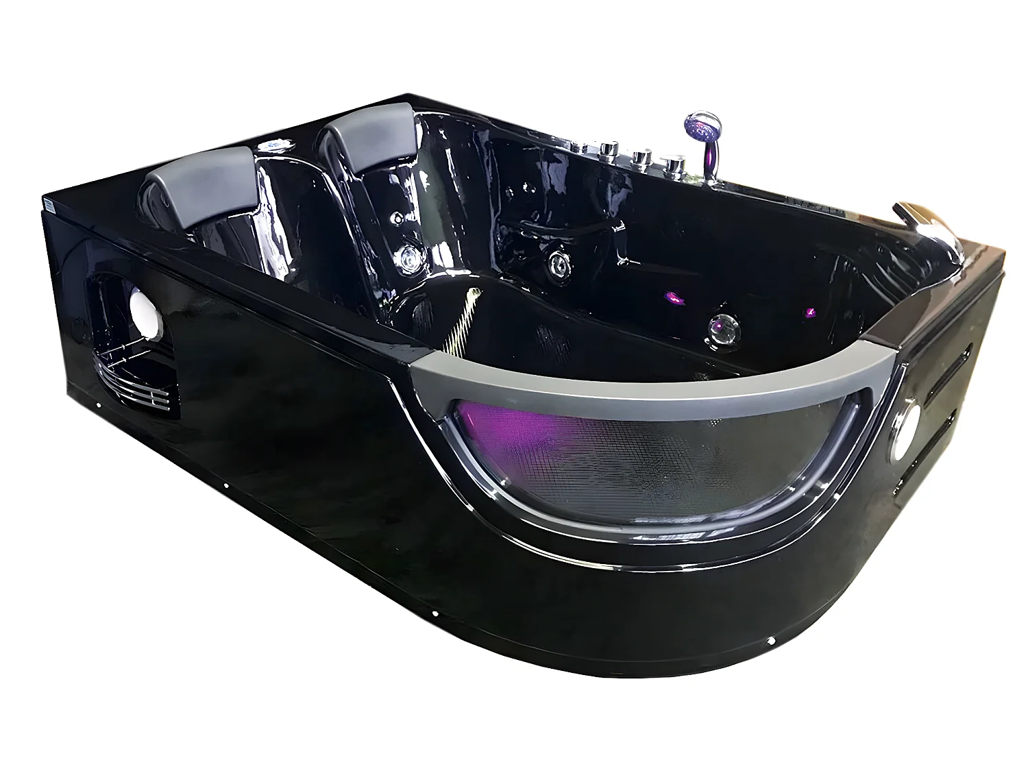 Zwart bubbelbad 180 X 120 cm Chromotherapie 8 jets – Violet