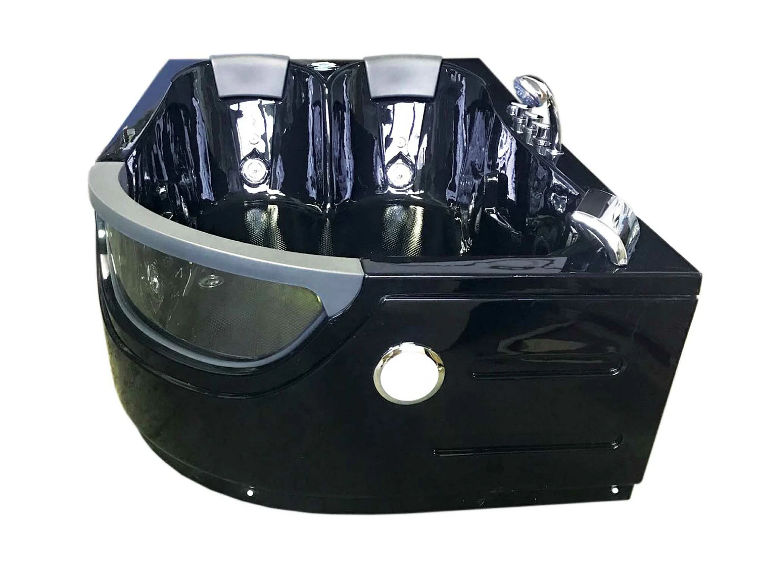 Zwart bubbelbad 180 X 120 cm Chromotherapie 8 jets – Violet