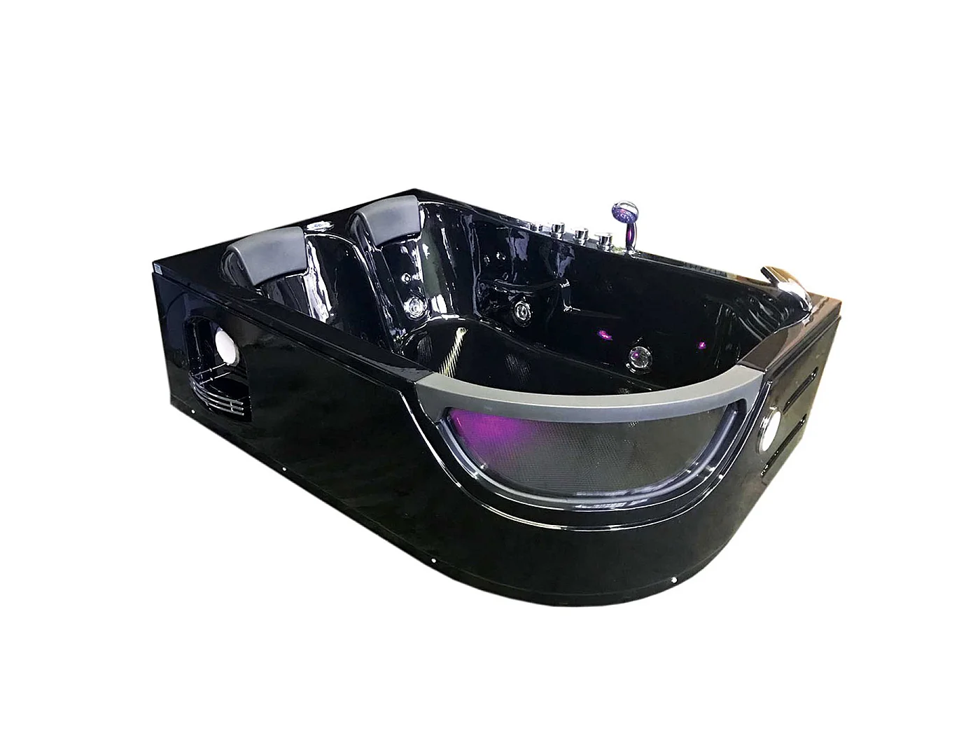 Baignoire Balnèo hydromassage noir 120 x 180 cm 8 jets – Violet