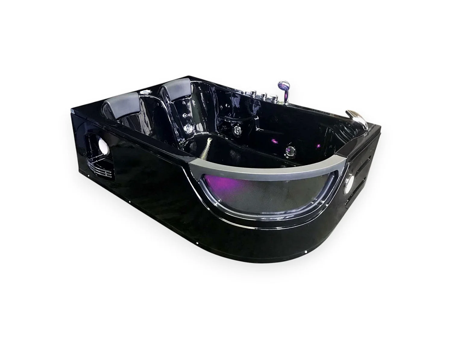 Baignoire Balnèo hydromassage noir 120 x 180 cm 8 jets – Violet