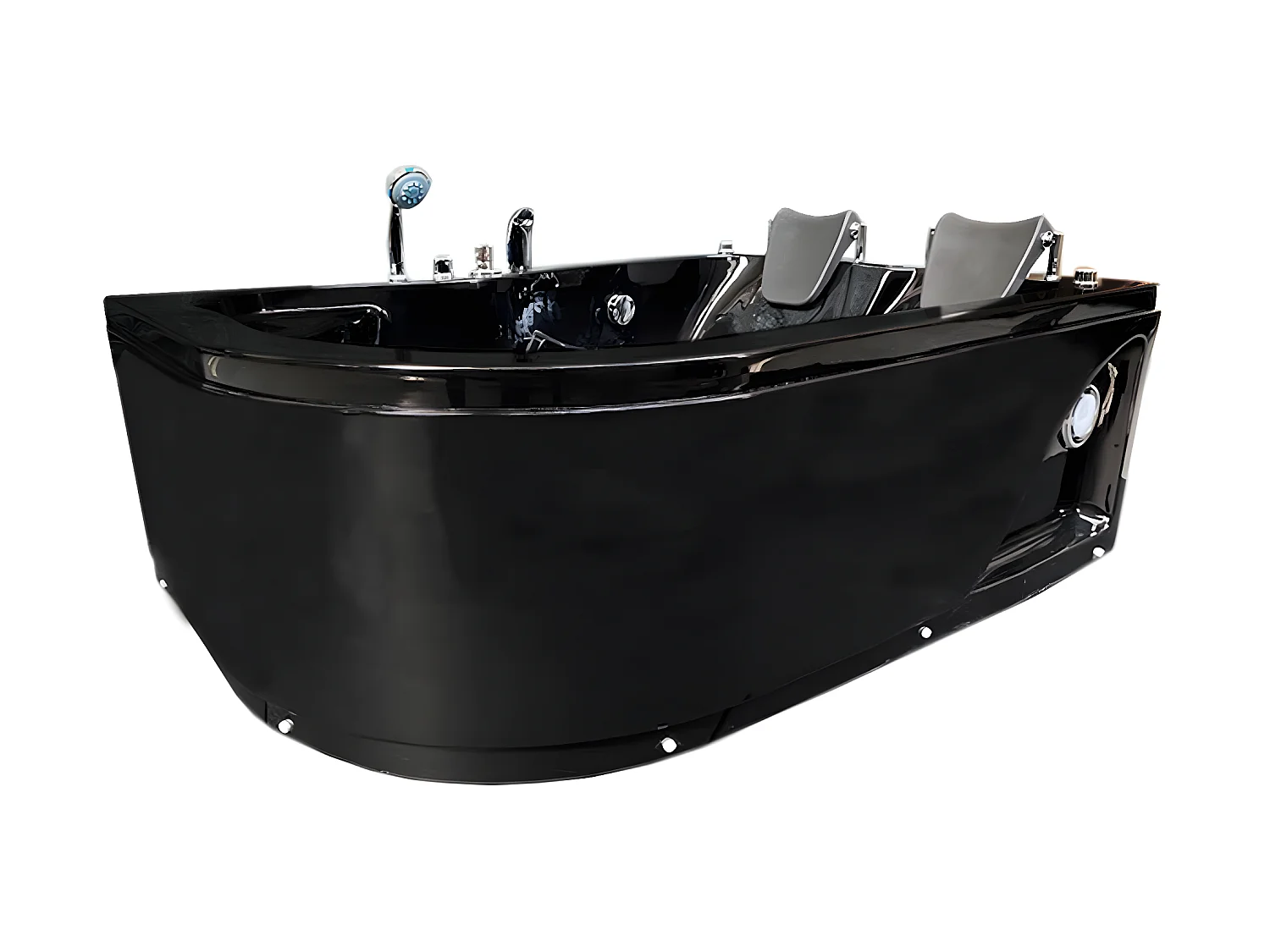 Whirlpoolbadewanne 170 x 115 cm Schwarz für 2 Personen 15 Düsen - Black Dahlia