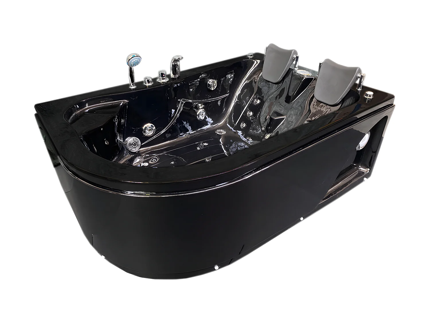 Whirlpoolbadewanne 170 x 115 cm Schwarz für 2 Personen 15 Düsen - Black Dahlia