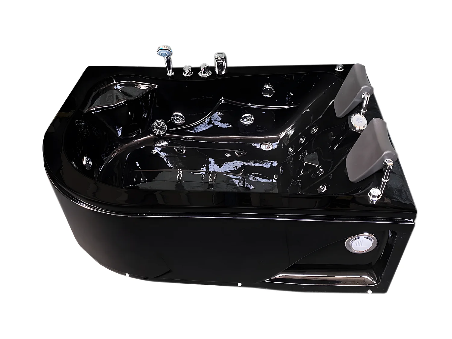 Whirlpoolbadewanne 170 x 115 cm Schwarz für 2 Personen 15 Düsen - Black Dahlia