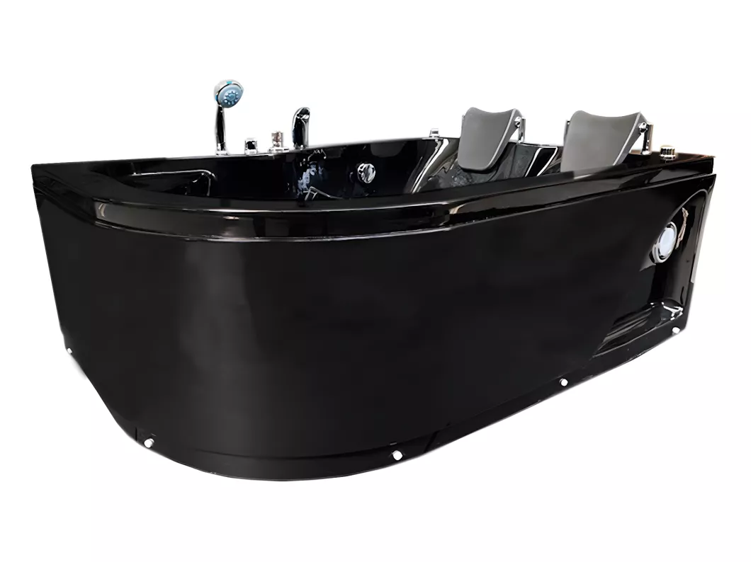 Kauf Unique Whirlpoolbadewanne 170 x 115 cm Schwarz für 2 Personen 15 Düsen - Black Dahlia