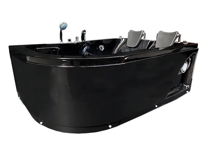 Whirlpoolbadewanne 170 x 115 cm Schwarz für 2 Personen 15 Düsen - Black Dahlia