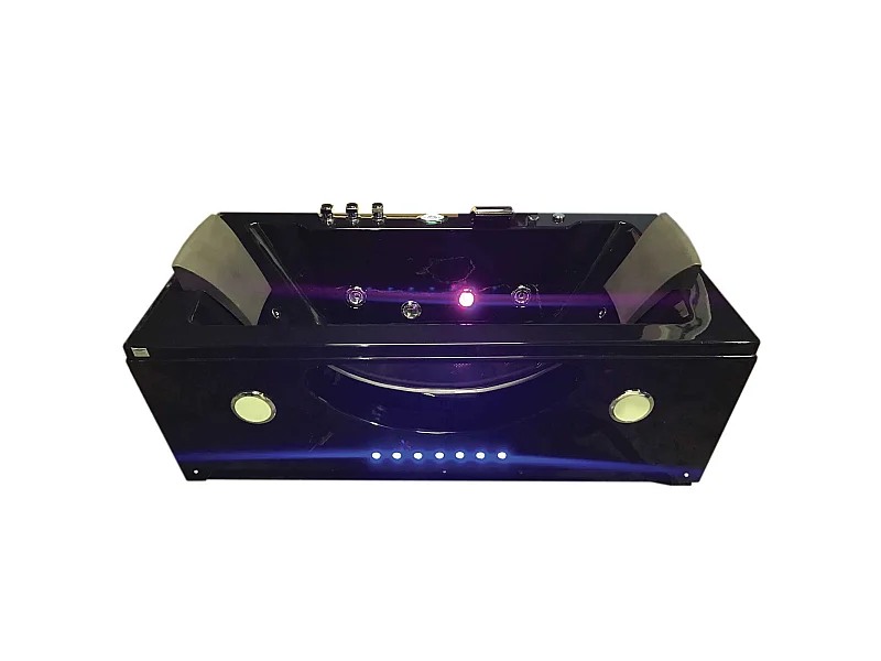 Whirlpoolbadewanne 180 x 90 cm Schwarz Chromotherapie 16 Düsen - Gardenia