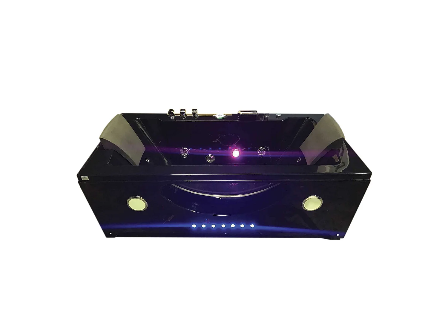 Whirlpoolbadewanne 180 x 90 cm Schwarz Chromotherapie 16 Düsen - Gardenia