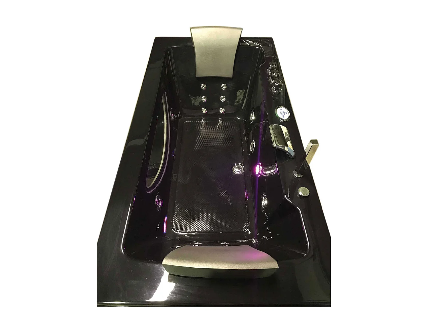 Whirlpoolbadewanne 180 x 90 cm Schwarz Chromotherapie 16 Düsen - Gardenia