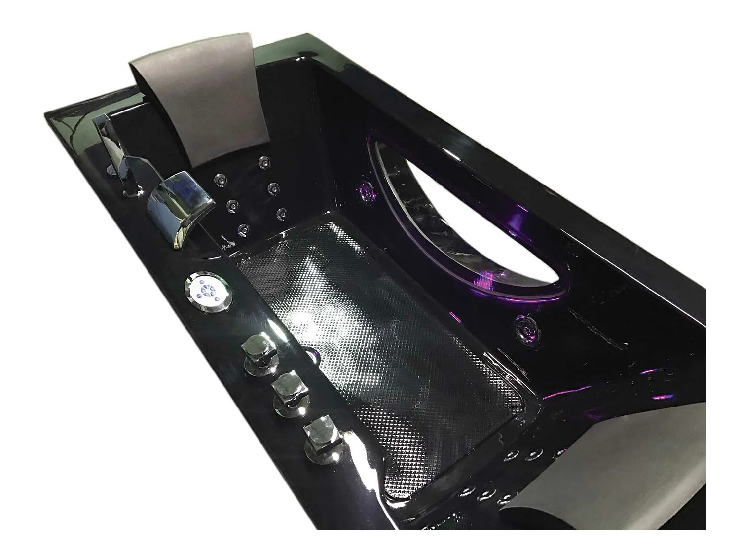 Whirlpoolbadewanne 180 x 90 cm Schwarz Chromotherapie 16 Düsen - Gardenia